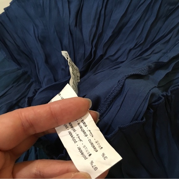 Zara Wrinkled Midi Skirt Women’s Size M  Blue Satin Effect Blogger New 1131/835 - Picture 8 of 9
